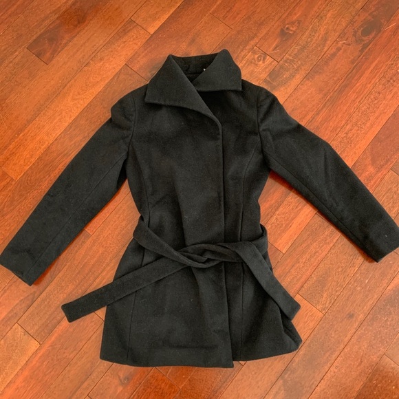 Calvin Klein Jackets & Blazers - CALVIN KLEIN Navy Wool Belted Wrap Coat